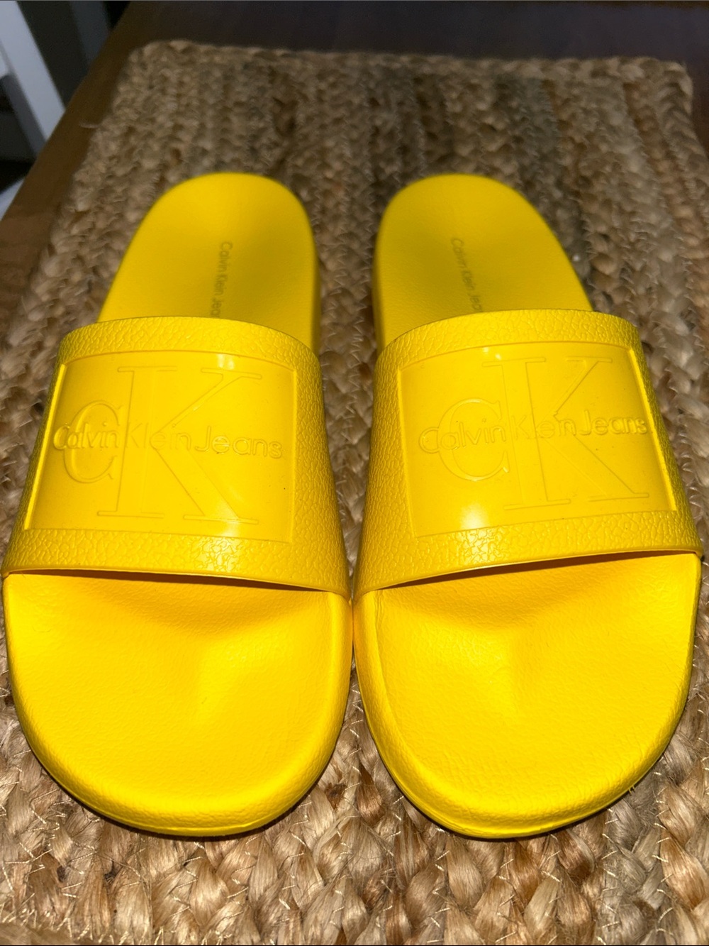Calvin Klein slides Bright Yellow Logo Sandals 9
